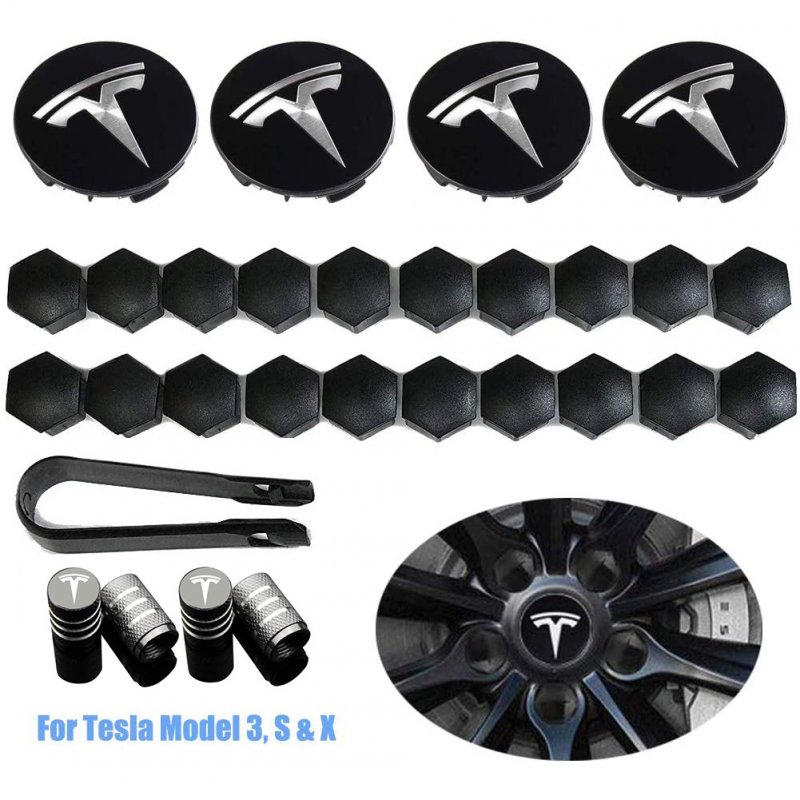 29pcs Wheel Cap Kit for Tesla Aluminum Alloy Center Cap Set 20 Wheel Lug Nut Cover