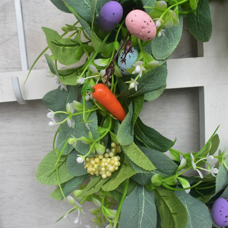 42cm Diameter Artificial Wreath Easter Eggs Flowers Decorative Wreath For Front Door Wall Window Decor 42cm