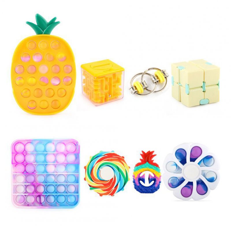 8pcs Decompression Toy Set Infinite Magic Cube Fingertip Gyro Pineapple Toys For Gifts 8pcs/set