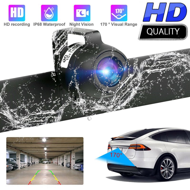 Car Reverse Backup Camera 170-degree Wide Viewing Angle Hd Night Vision Rear View Parking Cam Waterproof Camcorder 