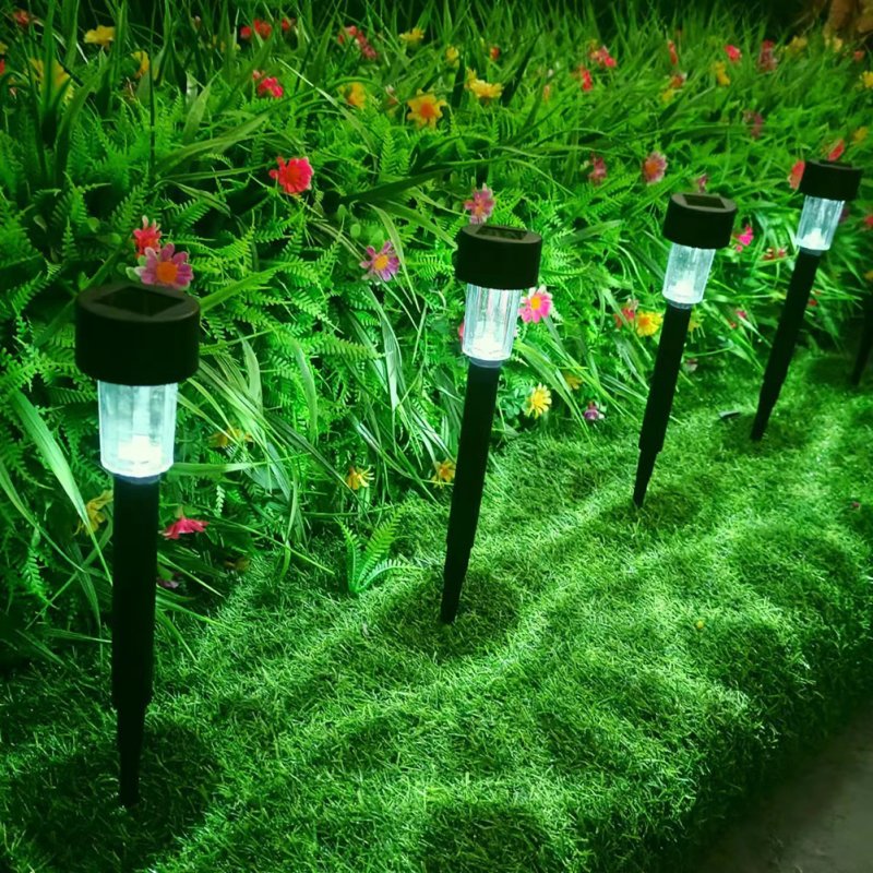 10pcs LED Solar Lawn Lights With 2v11mAh Solar Panel IP55 Waterproof Easy Assembly Outdoor Garden Decorative Landscape Lamp (4.5 x 4.5 x 29.5cm) 