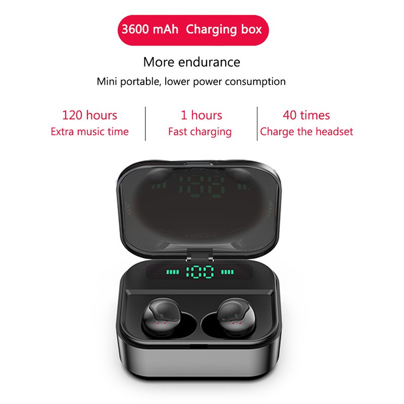 Bluetooth 5.0 Headset LED Mini TWS Wireless Earphones Earbuds Stereo Headphones 