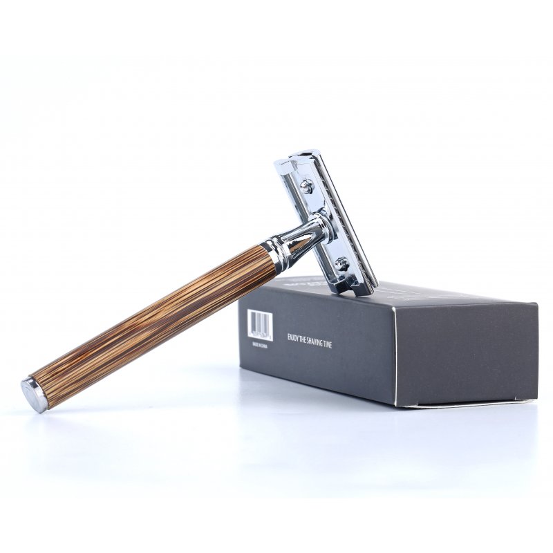 Vintage  Shaver Stainless Steel Double-sided Blade Bamboo Handle Manual Safety Blade Shaver 