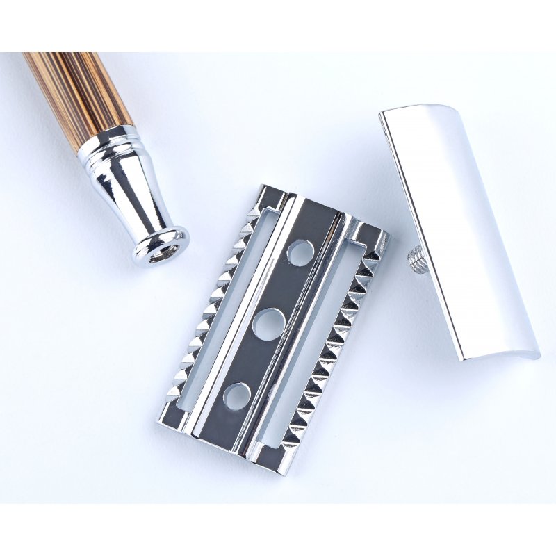 Vintage  Shaver Stainless Steel Double-sided Blade Bamboo Handle Manual Safety Blade Shaver 