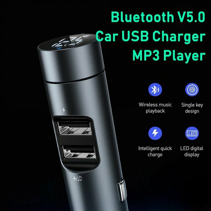 Car Bluetooth-compatible Charger Fast Charging Creative Dual U Intelligent Digital Display Multifunctional Mp3 Audio Player 