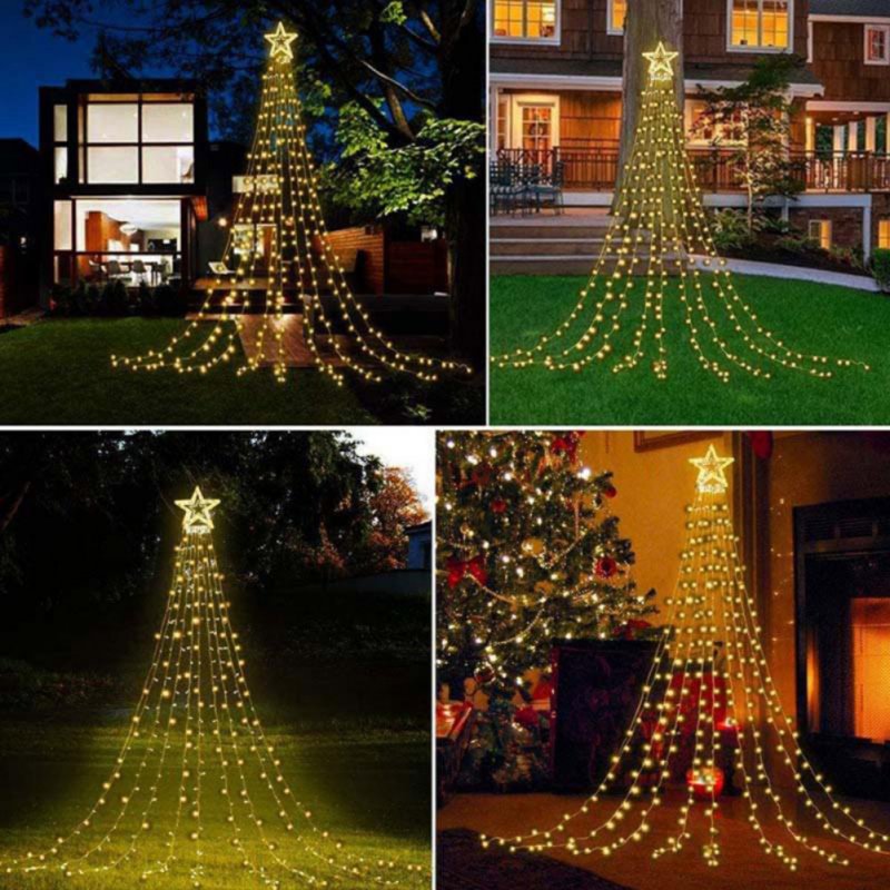 Led String Lights 10lm 8 Modes Outdoor Super Bright Christmas Decorations for Courtyard Garden Porch Colorful 