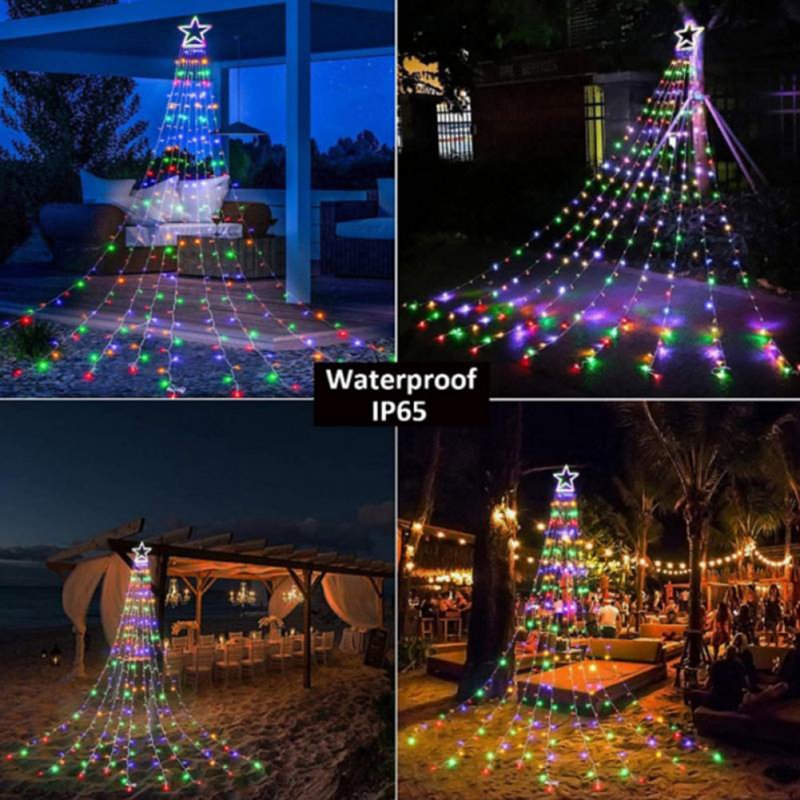 Led String Lights 10lm 8 Modes Outdoor Super Bright Christmas Decorations for Courtyard Garden Porch Colorful 