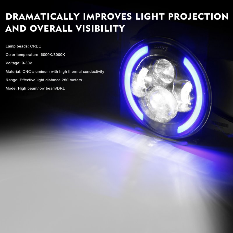 Car Headlamp 7inch 200W Round LED Headlights 6000K 20000LM headlight For Jeep Wrangler 
