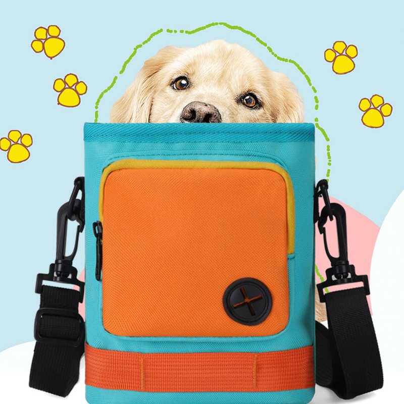 Portable Dog Treat Bag Built In Poop Bag Dispenser Oxford Cloth Outdoor Multi-Function Pet Feed Snack Reward Pocket For Training (15 x 7 x 17.5cm) 