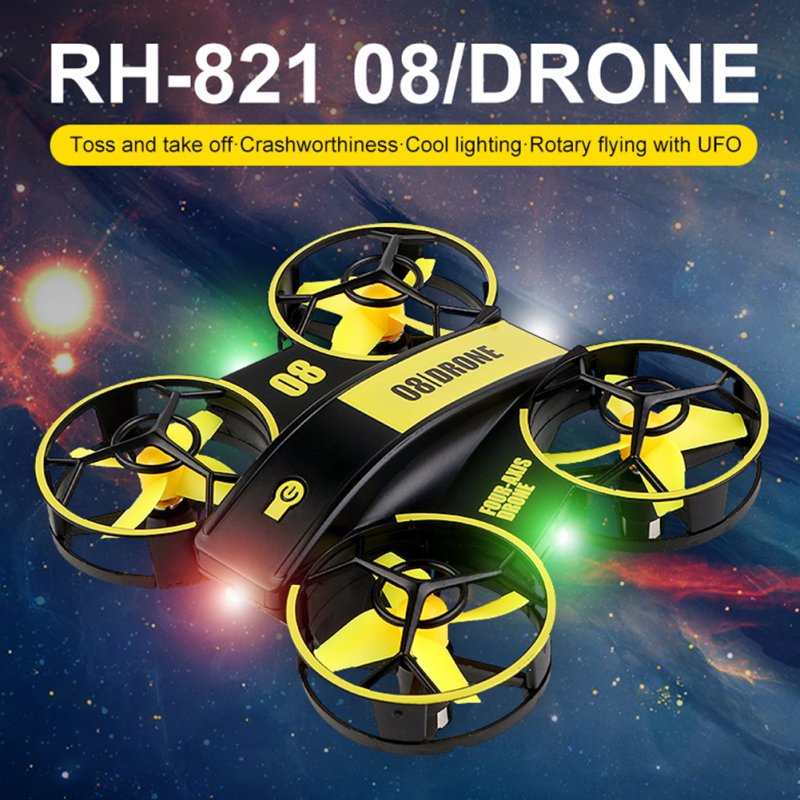 RH-821 08 Drone Mini Quadcopter Lighting UFO Drone Fixed Altitude Remote Control Aircraft Children Toys 