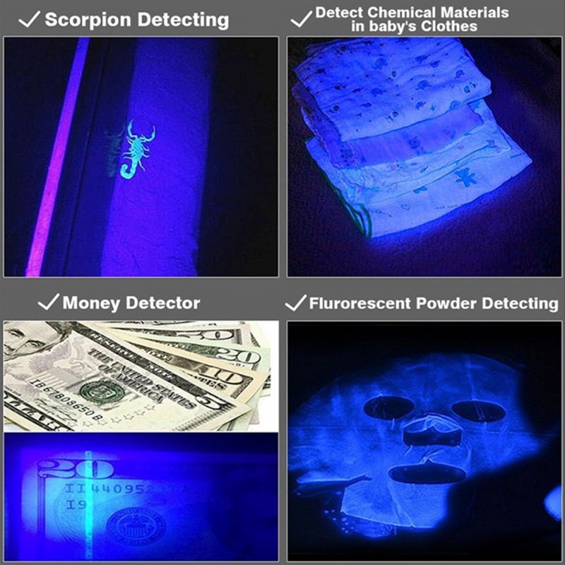 Led UV Flashlight Ultraviolet Torch 6000lm Telescopic Zoom Strong Light purple light