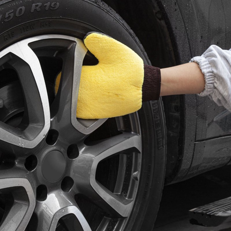 Plush Car Washing Gloves Double-sided Coral Fleece Velvet Wiping Mitt Thickened Cleaning Brush Tools 