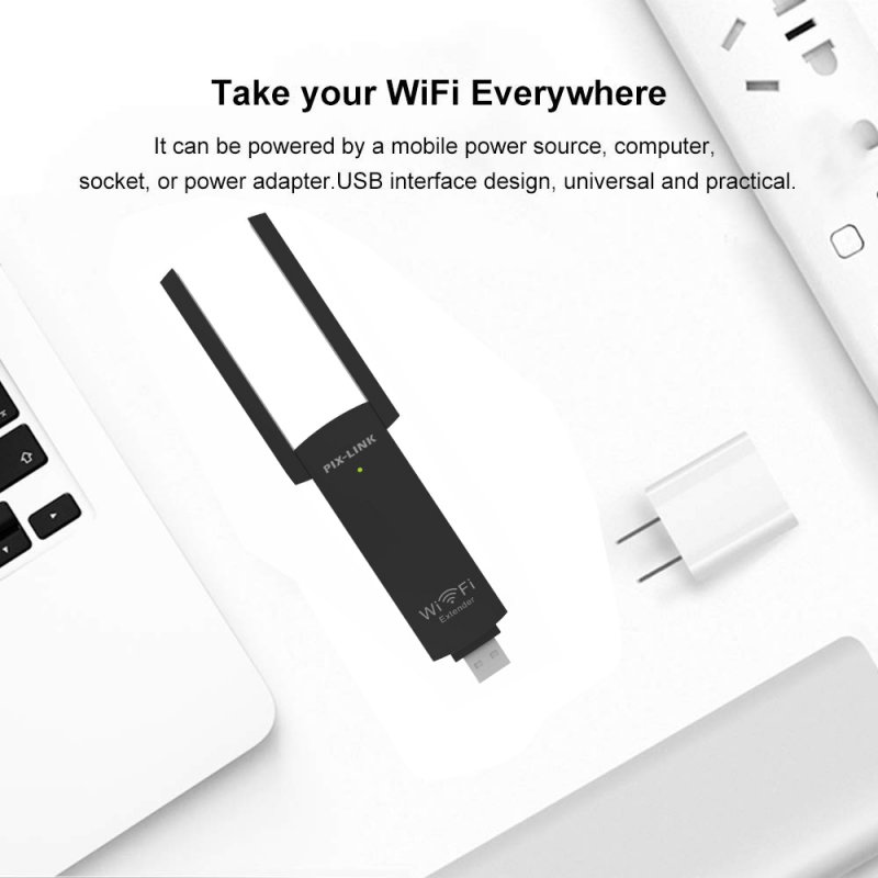 USB Wireless Wifi Repeater Range Extender Dual Antenna 300Mbps 802.11b/g/n Wi-Fi Signal Booster Amplifier 