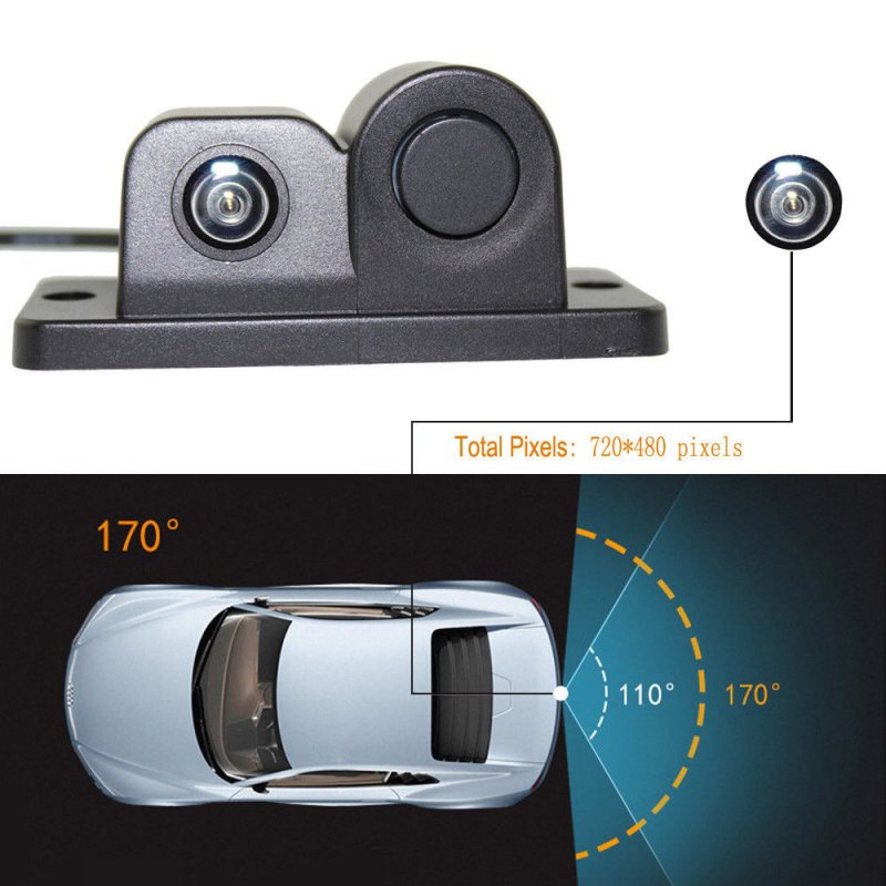 2 In 1 Camera with Parking Sensor Kit Autos Reversing Rearview Backup Parking Camera  