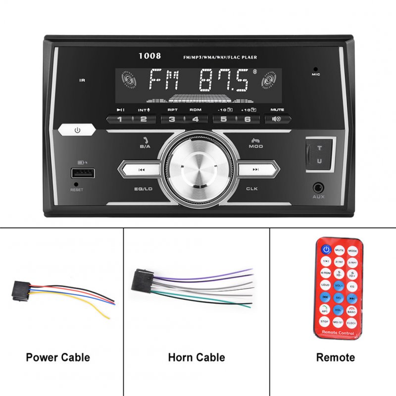 Dual Din Car Mp3 Player Bluetooth Hands Free Iso Interface Ubs Player Multimedia Fm Radio Aux Playback 