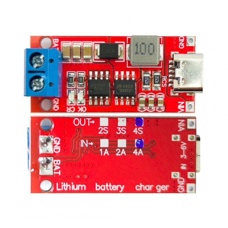 Multi-cell 2s 3s 4s Type-c Step-up Boost Lithium Battery Module Charger Dc 3-6v to 8.4v 12.6v 16.8v 