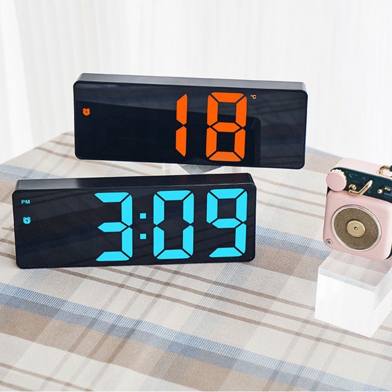 Colorful Led Electronic Alarm Clock 3 Levels Adjustable Brightness Time Date Temperature Display Large Screen Table Clocks 