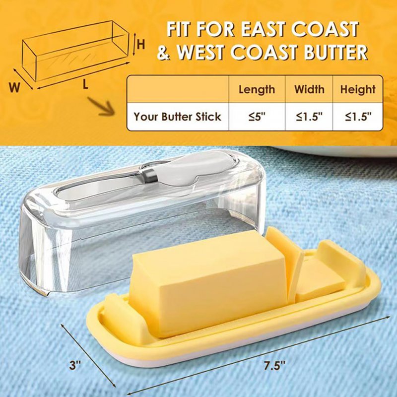 Silicone Butter Dish With Knife Dishwasher Safe Butter Keeper Kitchen Utensils With Transparent Lid 