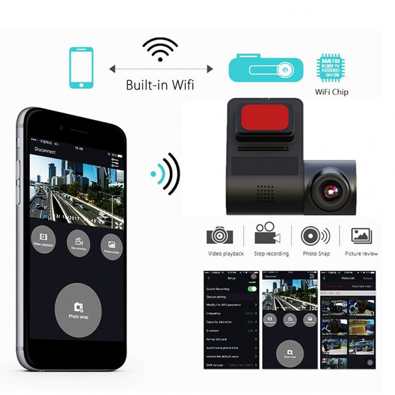 Car  Driving  Recorder Wifi Dash Cam 170 Degree Rotatable Mobile Phone Interconnection Usb Car Dvr Camera Video Recorder 