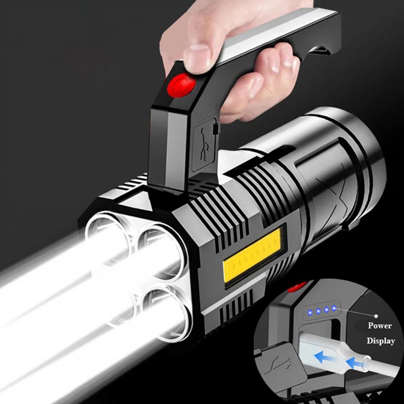 Portable Led Flashlight Rechargeable Outdoor Emergency Light Cob Searchlight Strong Light Torch 
