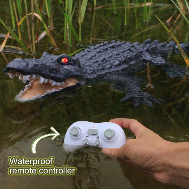 2.4ghz Remote Control Crocodile Underwater Simulation Fish Swimming Eye Glowing Toy