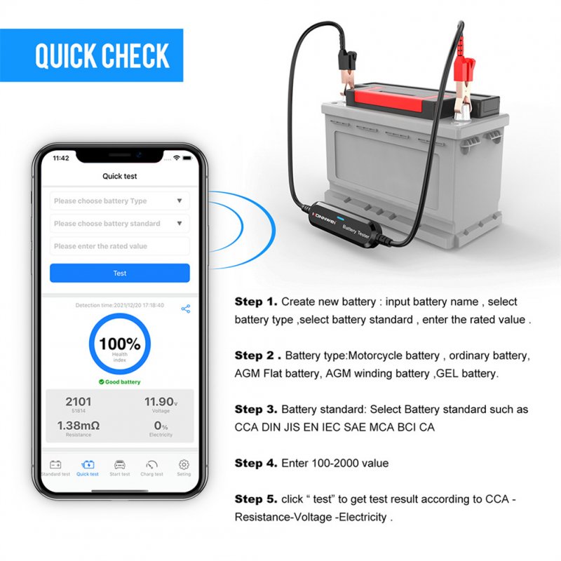 BK100 BST360 Battery Tester Bluetooth 12v Battery Monitor Charging Cranking Analysis Test Tools 