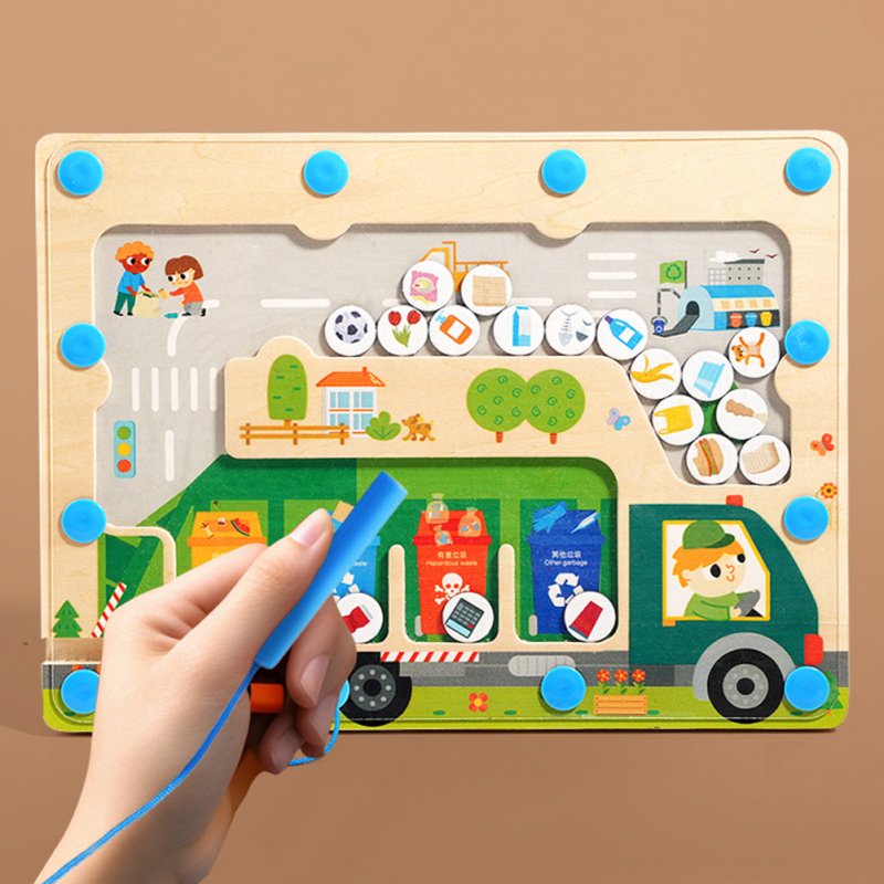 Wooden Magnetic Maze Board Learning Sorting Board Magnetic Early Educational Toys For Kindergarten Boys Girls Gifts A