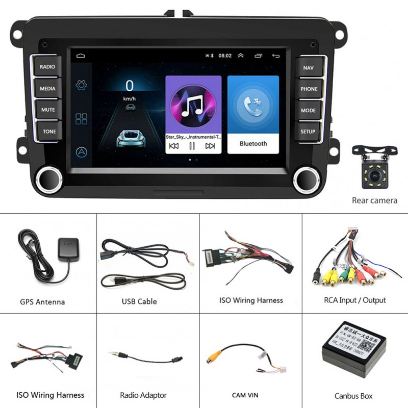 2-din 7-inch Android Car Navigation Central Control Large-screen Built-in Wireless Carplay Radio for Volkswagen