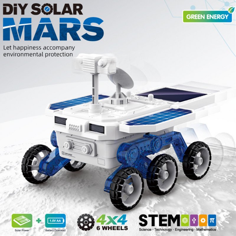 Diy016 Solar Powered Car Assembly 4wd Planetary Exploration Vehicle Science Education Toys For Kids Gifts 