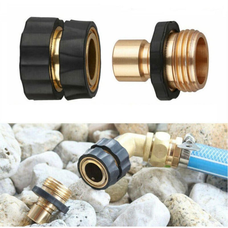 4 Pair 3/4 Inch Garden Hose Fitting Quick Connector Male Female Set Brass Hose Fitting Adapter Connector Kit