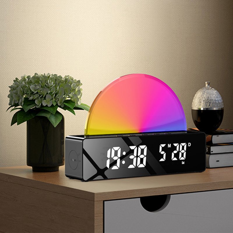 Sunrise Alarm Clock Simple Led Brightness Light Color Adjustable Multi-functional Bedside Wake-up Alarm Clock 