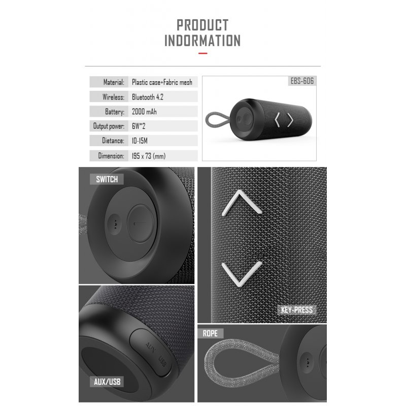 Wireless Bluetooth Speaker TWS 15m Remote Distance IPX6 Waterproof with Microphone 