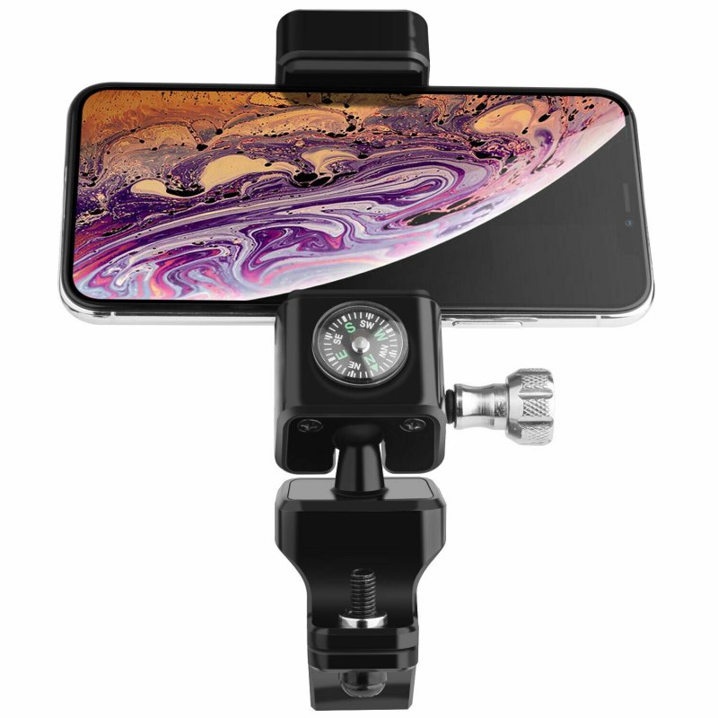 Bike Motorcycle MTB Handlebar Mount Cell Phone Holder GPS with LED Light Compass 