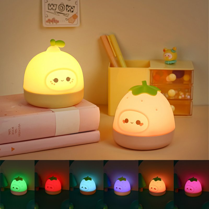 Children Silicone Night Light Dimmable Usb Rechargeable Creative Fruit Shape Colorful Bedroom Bedside Lamp 