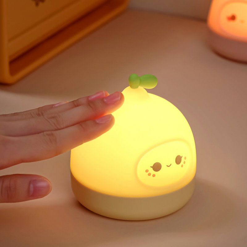 Children Silicone Night Light Dimmable Usb Rechargeable Creative Fruit Shape Colorful Bedroom Bedside Lamp 