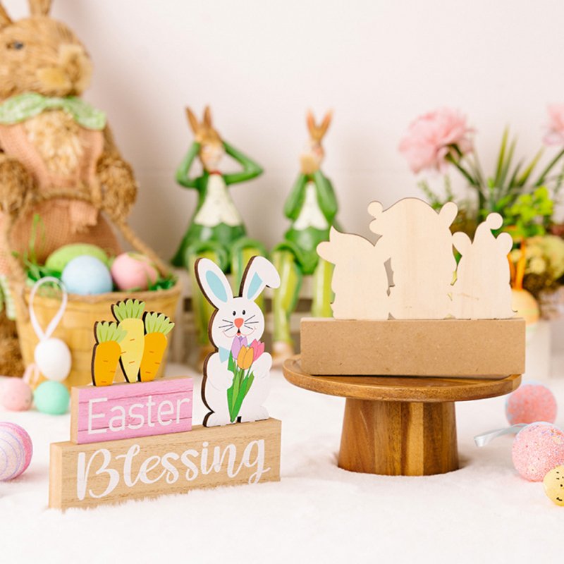Easter Wooden Ornament Rabbit Gnome Easter Decoration Supplies For Table Desktop Office Home Decor 