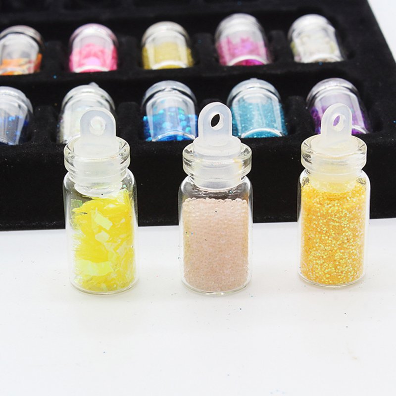 48 Bottles DIY 3D Crystal Nail Art Powder Sequins Glitter Manicure Tips Set Beauty Random Style