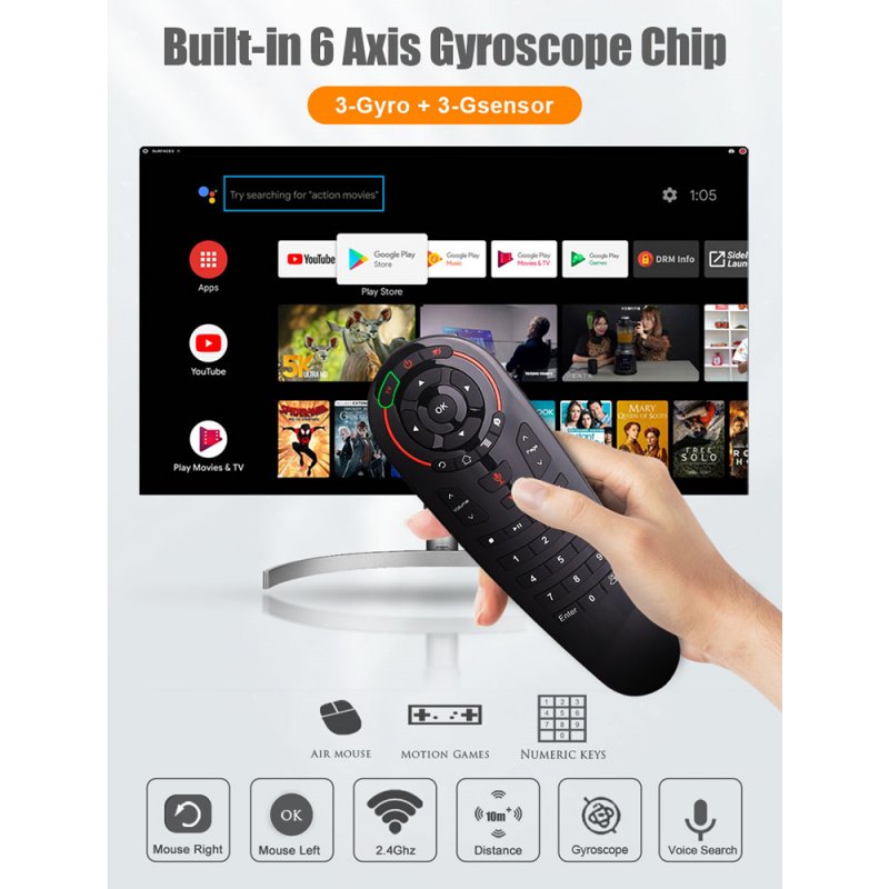G30 Remote Control 2.4G Wireless Voice Air Mouse 33 Keys IR Learning Gyro Sensing Smart Remote for Game Android TV Box 