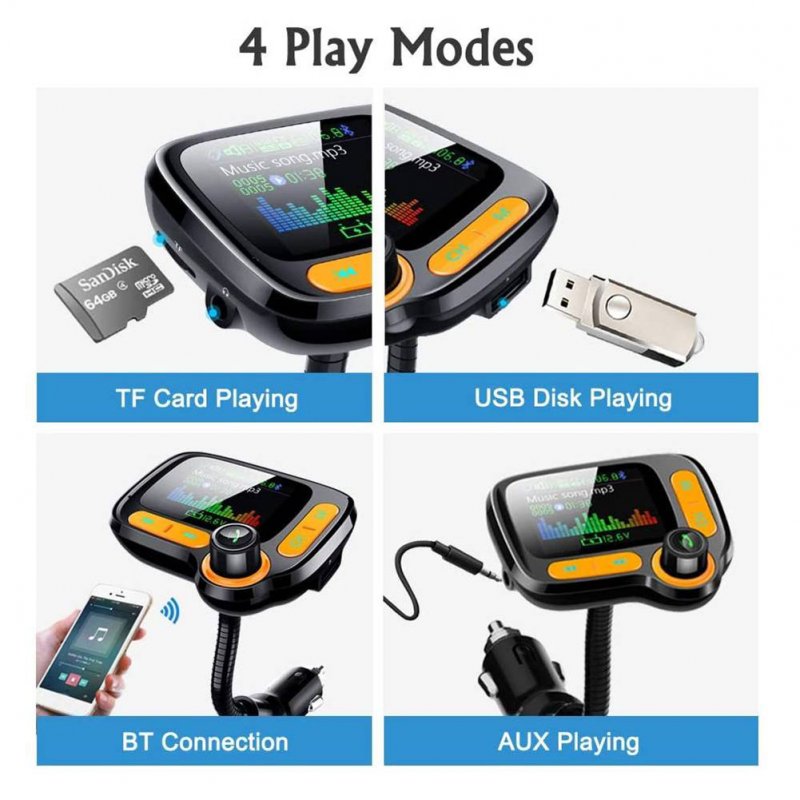 FM Transmitter Car Wireless Adapter Qc3.0 Charger Bluetooth 5.0 