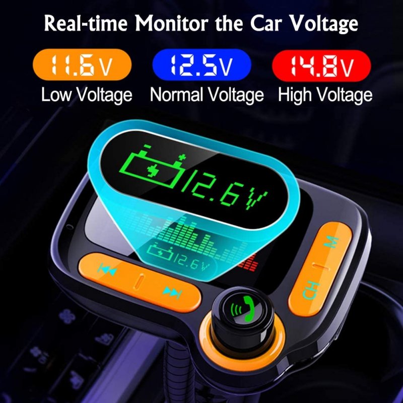 FM Transmitter Car Wireless Adapter Qc3.0 Charger Bluetooth 5.0 