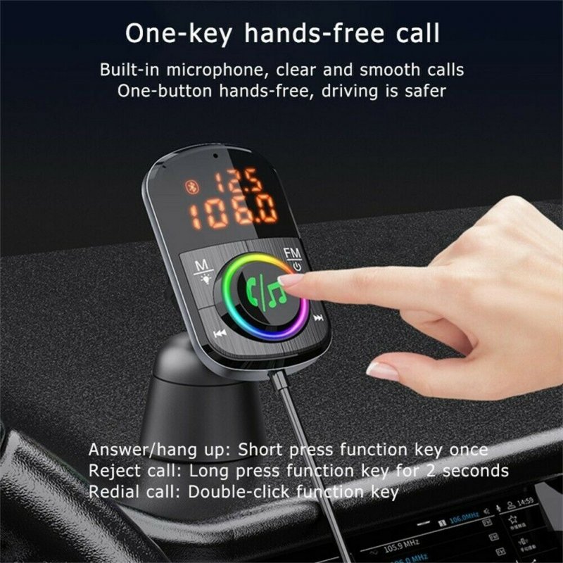 Car FM Transmitter Kit Dual Display Pd3.0/qc3.0 Fast Charger Bluetooth 5.0 