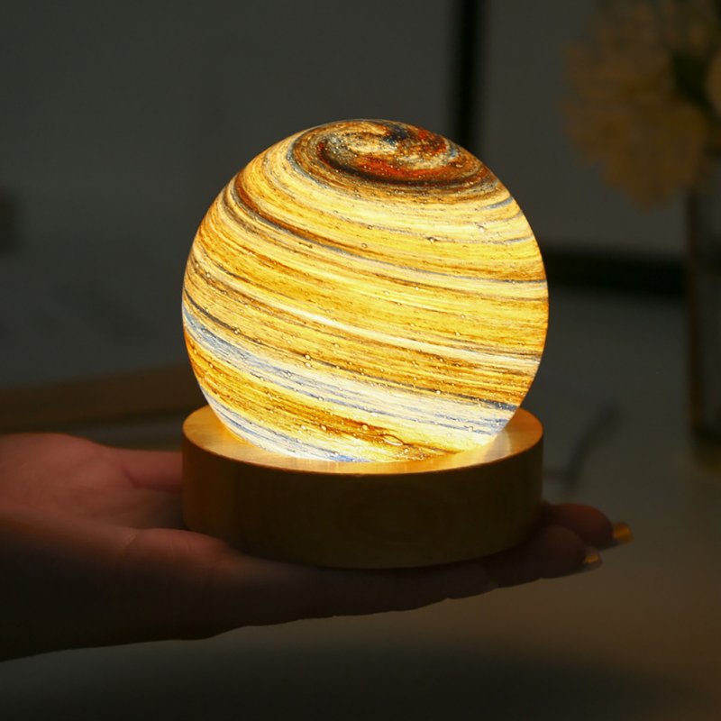 3D Planet Lamp 3-color Stepless Dimming Creative Romantic Bedroom Night Light For Christmas Birthday Gifts (80mm) 
