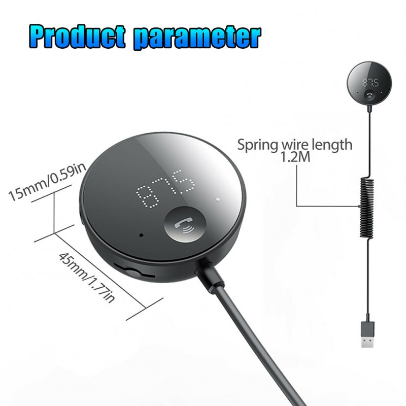 Car Bluetooth-compatible  5.0  Receiver With Microphone Multifunctional Hands-free Wireless Tf Card Fm Transmitter Adapter 