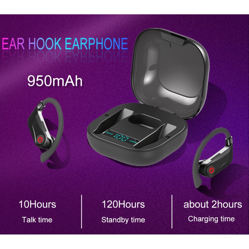 True TWS Wireless Earphone Bluetooth 5.0 Stereo Sport Headphones Case 950mah Waterproof Ear Hook Headsets 