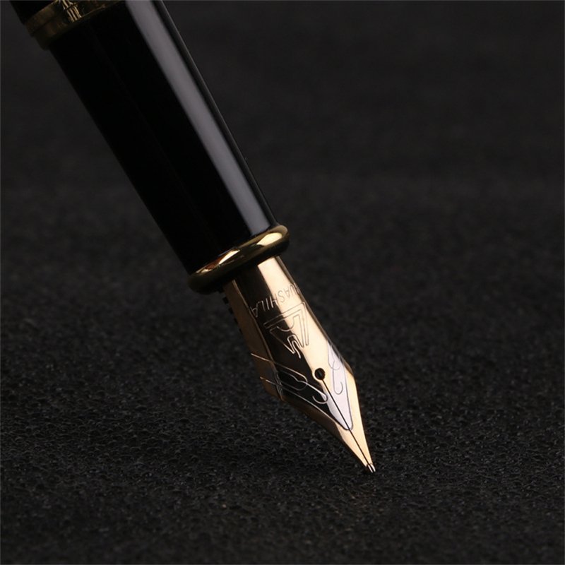 Metal 0.5mm Fountain Pen Retro Style Signature Pen Office School Stationery Supplies Black