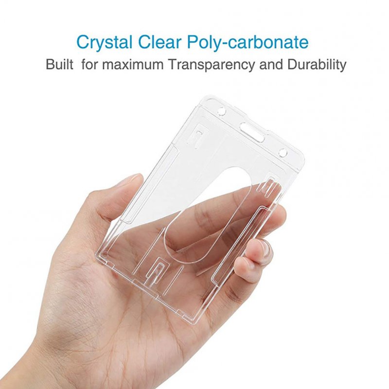 10 Pieces Vertical 2 Card Badge Holder Transparent ID Card Protector Credit Card Badge Cover With Thumb Slot 