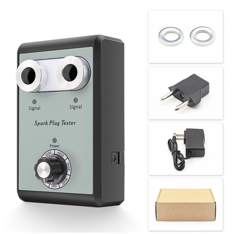 Car Spark Plug Tester 12v Dual Hole Spark Plug Tester Detector Car Engine Auto Diagnostic Tool with Power Adapter