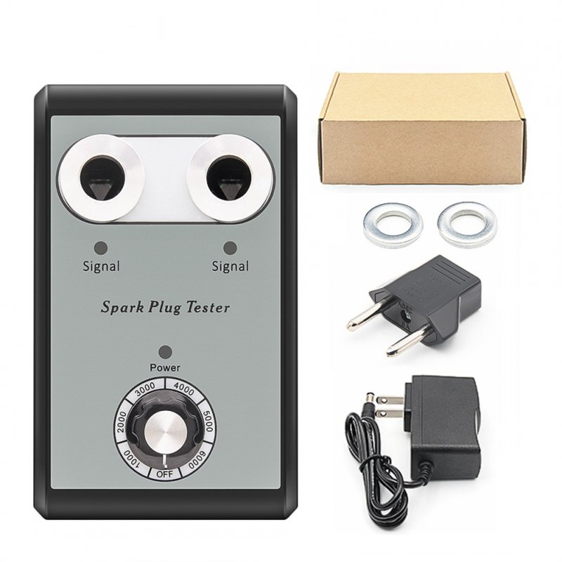 Car Spark Plug Tester 12v Dual Hole Spark Plug Tester Detector Car Engine Auto Diagnostic Tool with Power Adapter