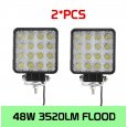 48W Flood LED Offroad Work Light Lamp 2PCS