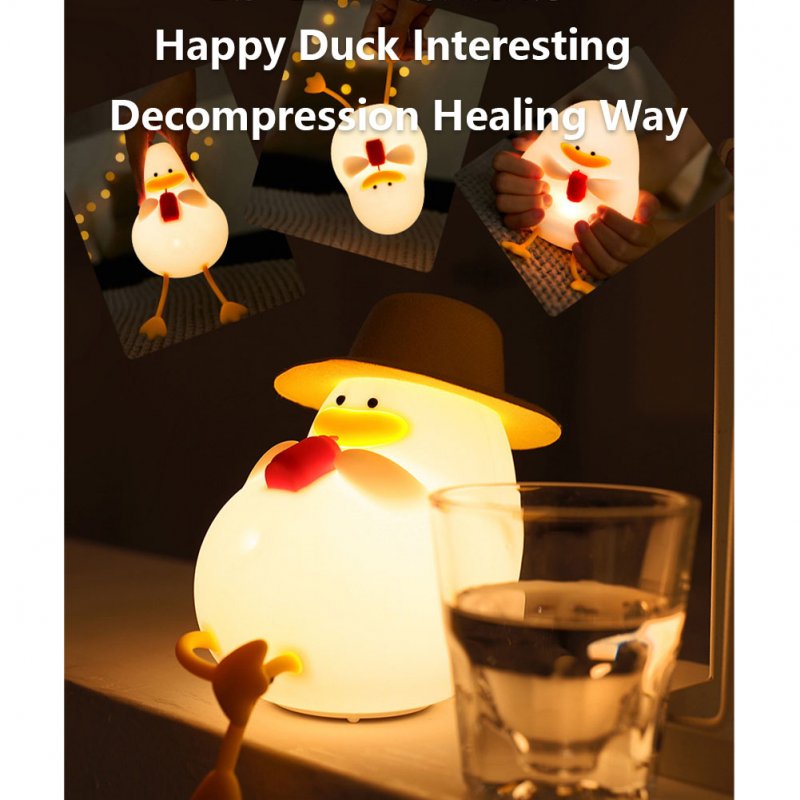 Cute Duck Night Light 3-level Brightness Adjustment Color Changing Timing Children Sleeping Lamp 